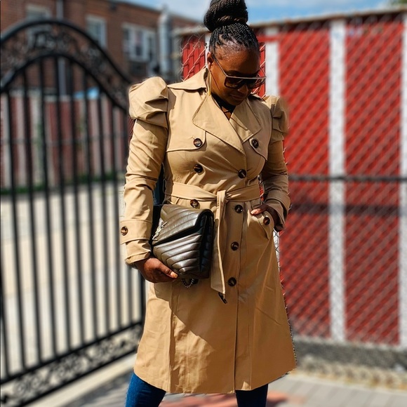 Puff Sleeve Trench Coat 